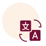 Übersetzung Ein Icon von einem Buchstaben und einem Schriftzeichen.