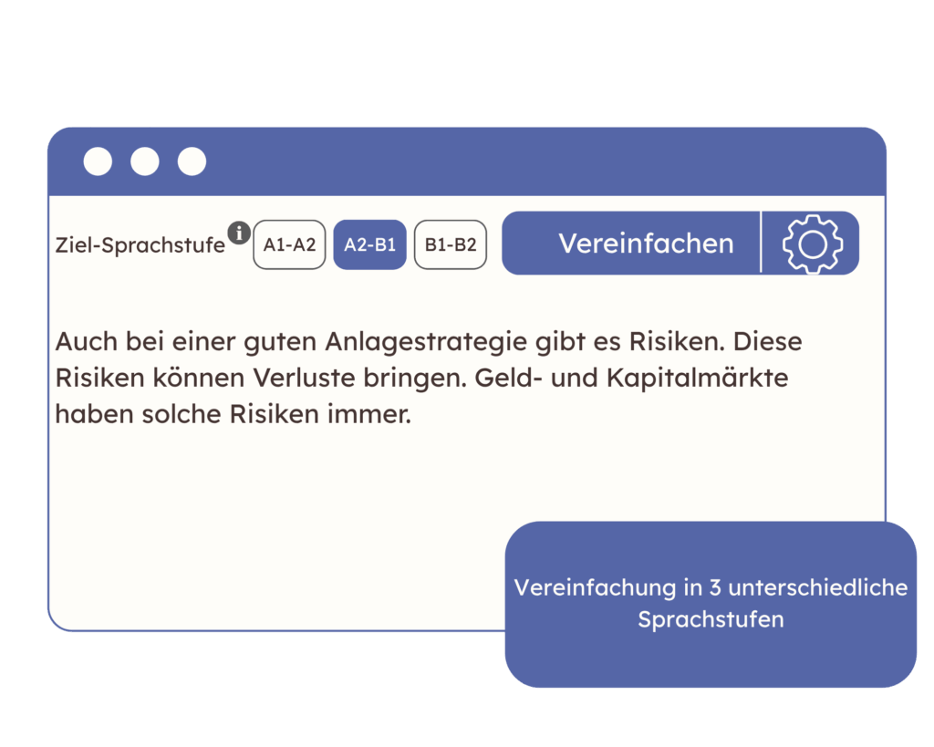 capito.ai Vereinfachung Eine Grafik von der Funktion "Vereinfachung" vom KI-Tool capito.ai
