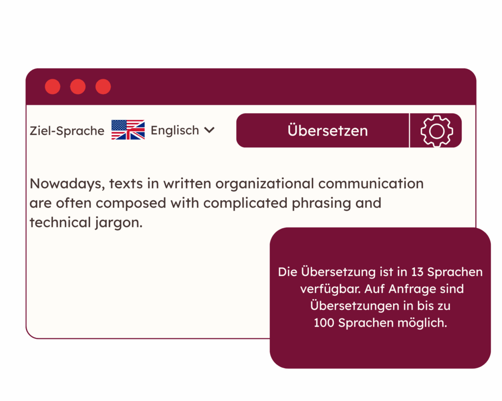 capito.ai Übersetzung Eine Grafik von der Funktion "Übersetzung" vom KI-Tool capito.ai