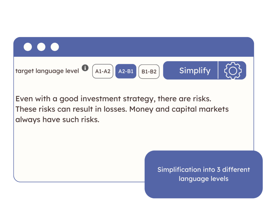 A graphic of the simplification feature on capito.ai