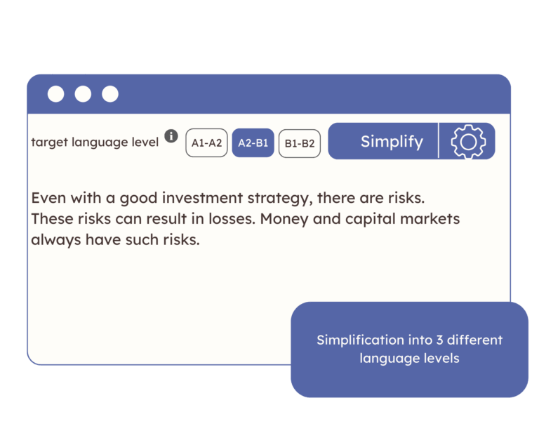 capito.ai Simplification (1) A graphic of the simplification feature on capito.ai