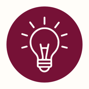 Ein runder Kreis, darauf ist ein Icon von einer Glühbirne.