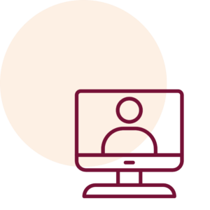 Ein Icon von einem Bildschirm. Auf dem Bildschirm ist eine Figur.