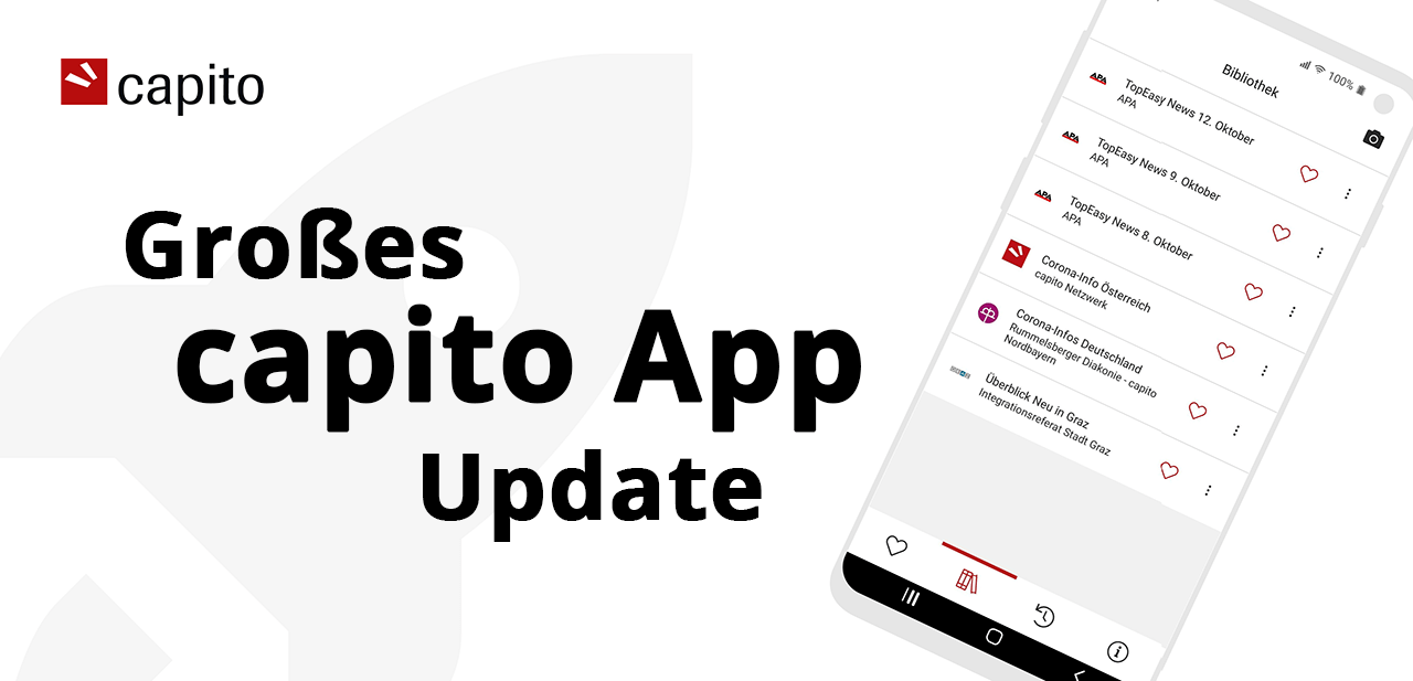 Bild von der capito App mi Text: Großes capito App Update