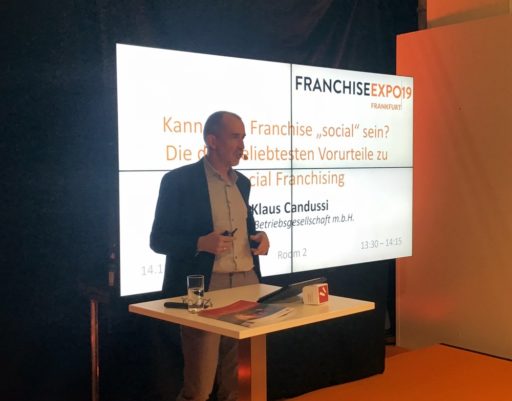 Klaus Candussi referiert übert Social Franchising auf der FEX2019 in Frankfurt
