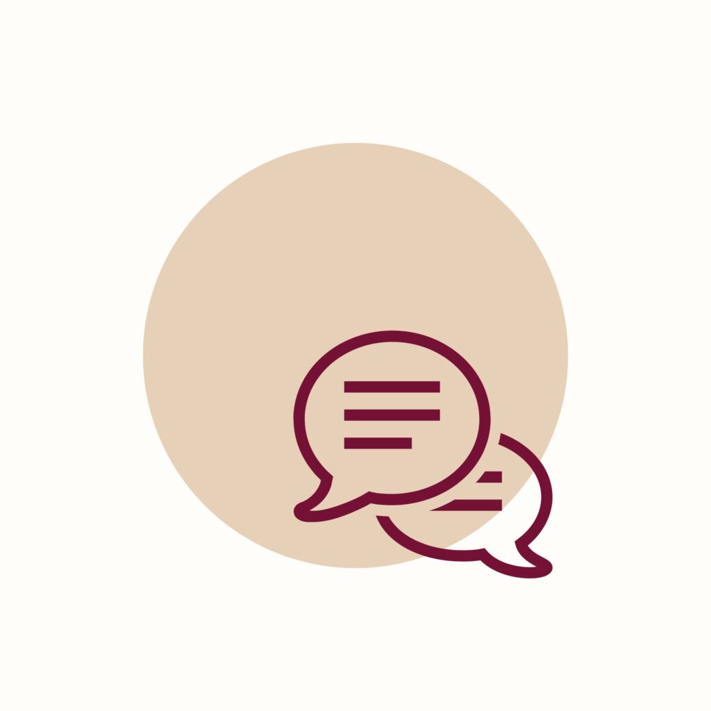 Ein Icon mit zwei Sprechblasen.