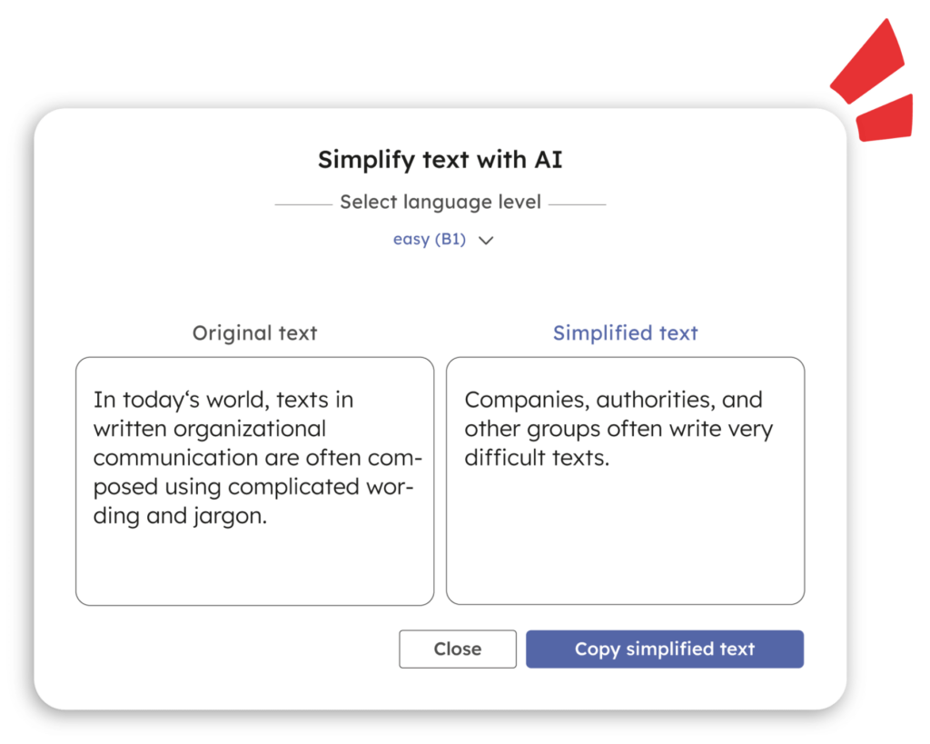 A picture of the AI text simplification by capito.ai